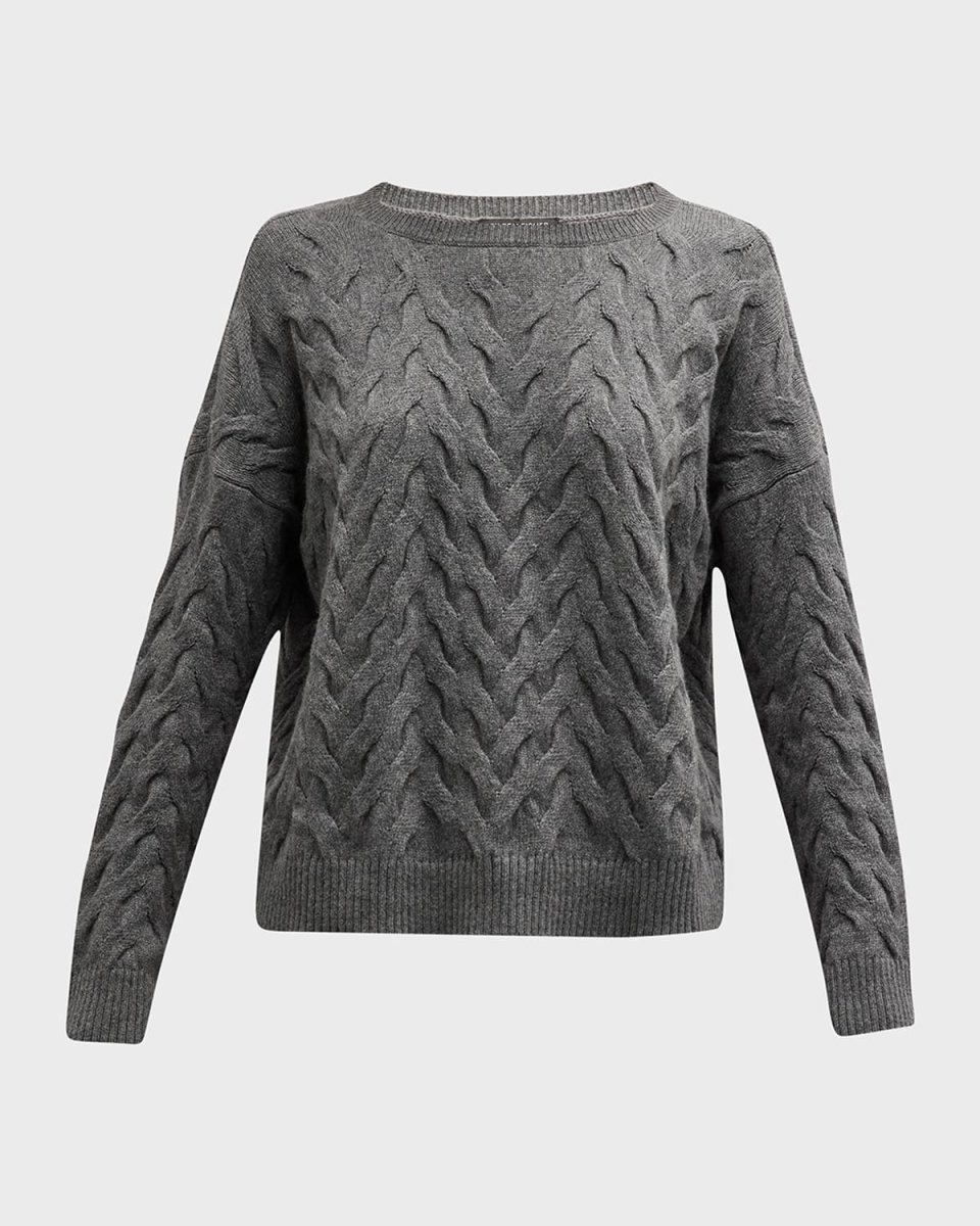 Scoop-Neck Cable-Knit Sweater